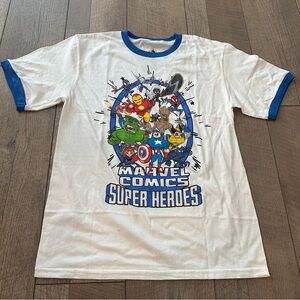 NWOT Disney Parks Marvel Comics Superhero Junior Ringer Tee